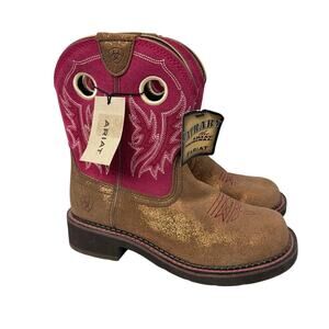 Ariat Fatbaby Boots Womens Size 6 B Gold Pink Heritage Western Cowboy Cowgirl